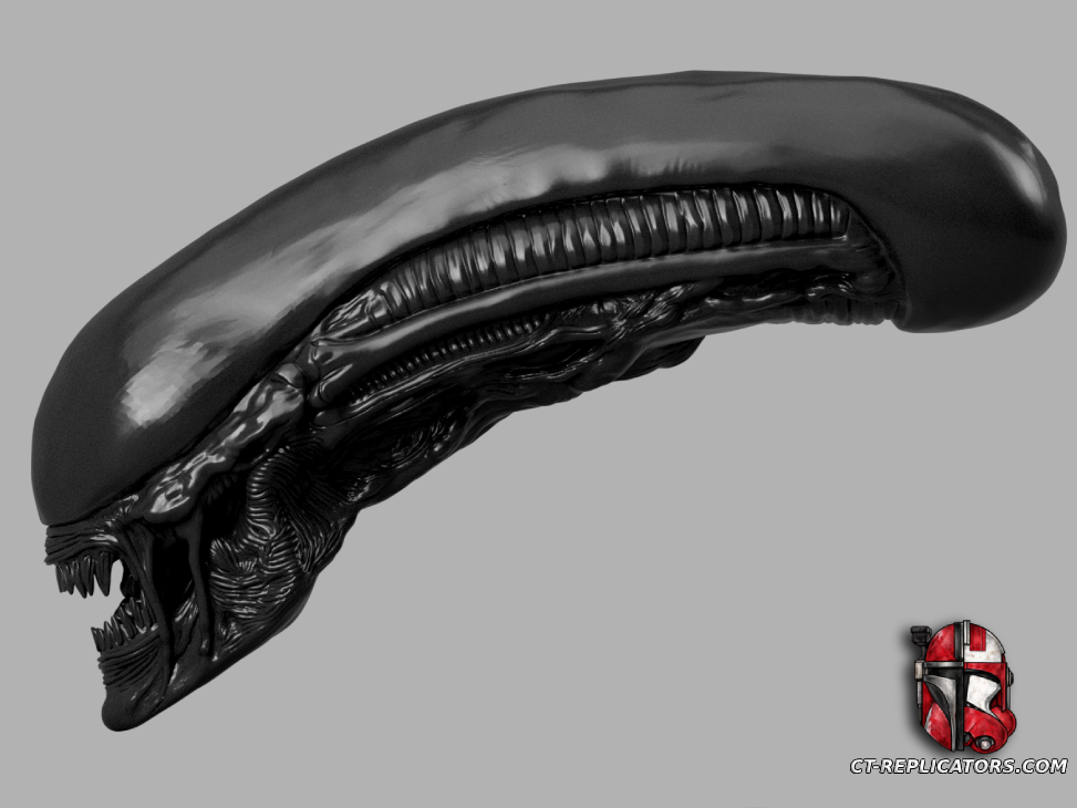 STL 3D Print Files Xenomorph Life-Size Head 1:1 Replica