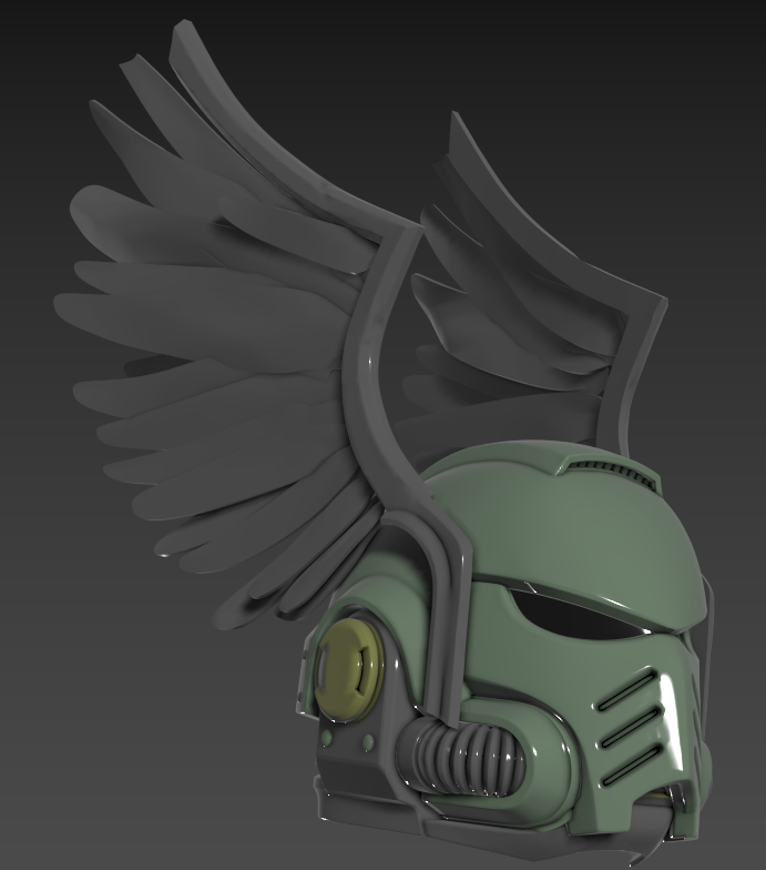 STL 3D Print Files Space Marine MK10 SM2 with Dark Angels wings Custom 1:1 Cosplay