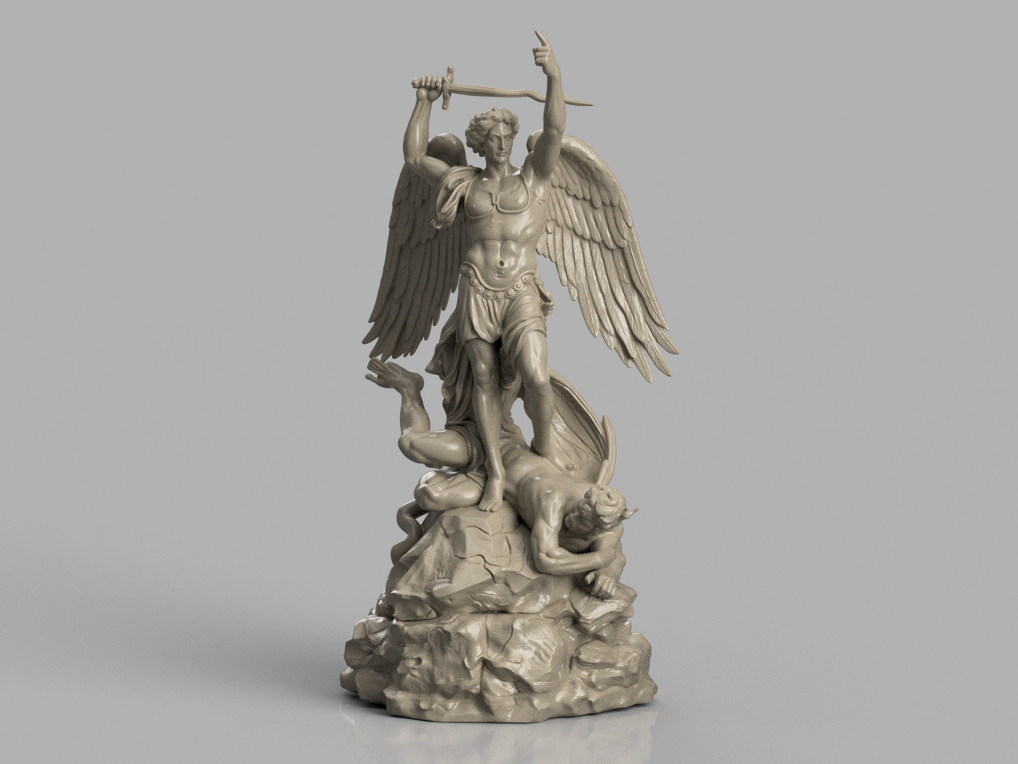 STL 3D Print Files Saint Michael Slaying the Devil Statue