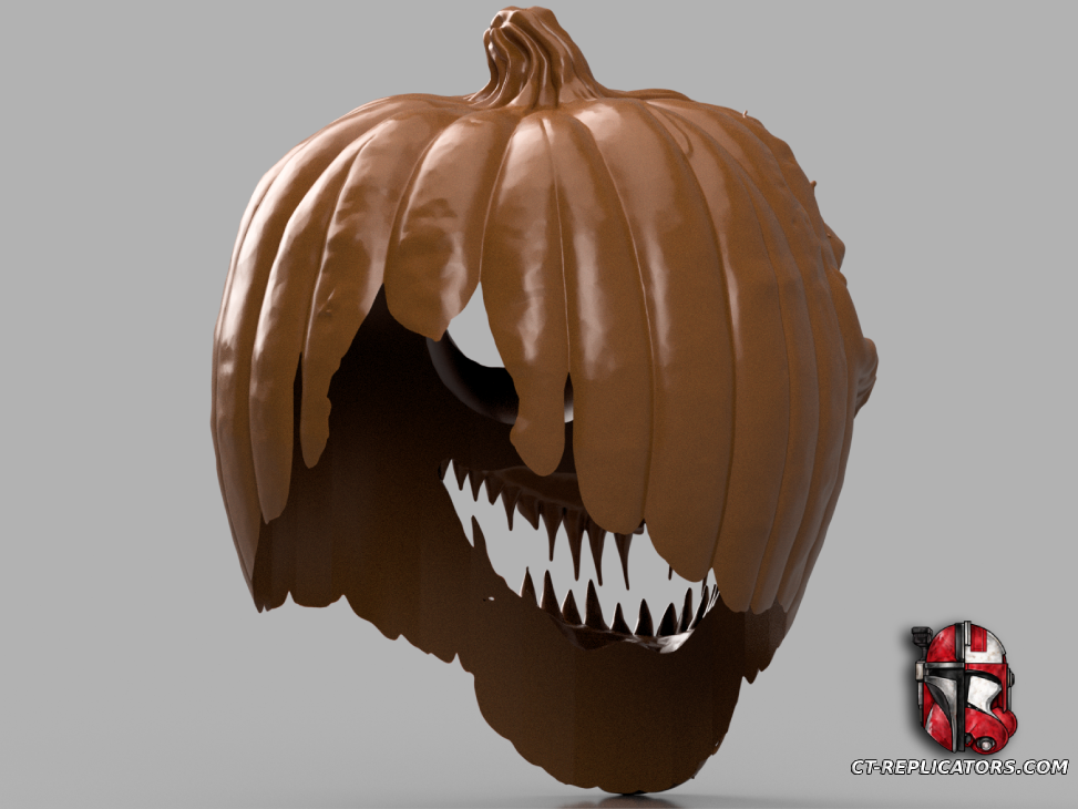 STL 3D Print Files Creepy Pumpkin Halloween mask (helmet) 1:1 scale