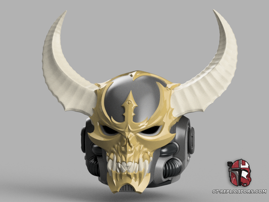 STL 3D Print Files Space Marine 2 Black Legion Aspiring Champion Chaos Marine PVP Update Helmet 1:1 Scale Cosplay
