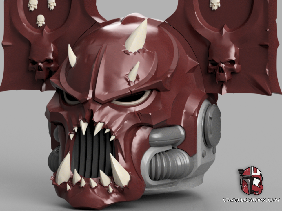 STL 3D Print Files Khorne Berserker Heretic Primaris Space Marine PVP Update Chaos Helmet MK X MK 10 Helmet Cosplay 1:1