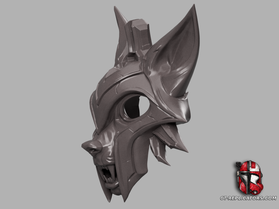 STL 3D Print Files Chosen of the wolf Kindred Mask - League Of Legends Cosplay 1:1 Replica