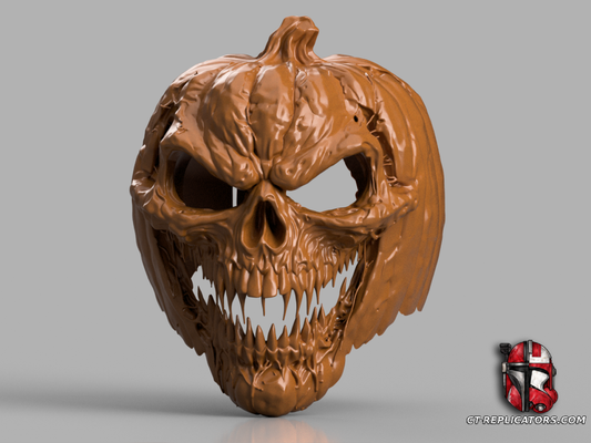 STL 3D Print Files Creepy Pumpkin Halloween mask (helmet) 1:1 scale
