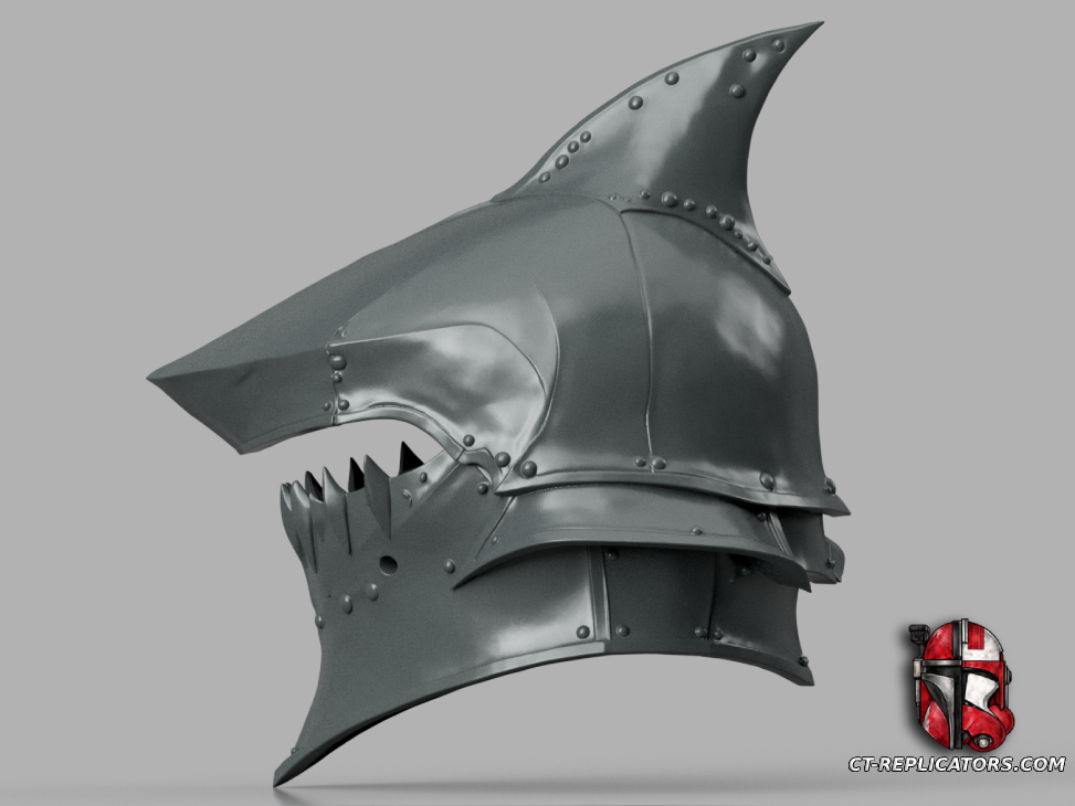 STL 3D Print Files Shark Knight Helmet Medieval Cosplay 1:1 Replica