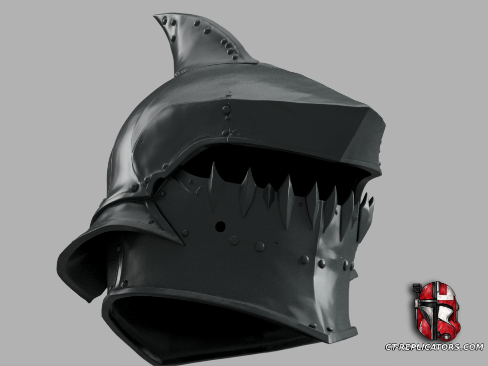 STL 3D Print Files Shark Knight Helmet Medieval Cosplay 1:1 Replica
