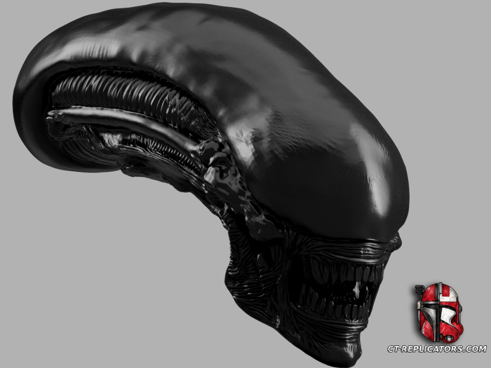 STL 3D Print Files Xenomorph Life-Size Head 1:1 Replica