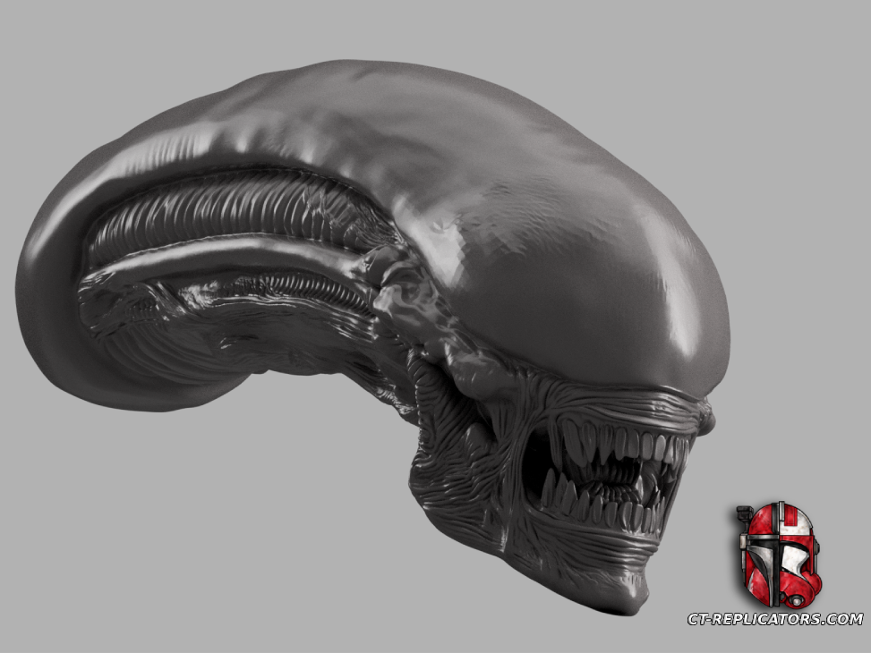 STL 3D Print Files Xenomorph Life-Size Head 1:1 Replica